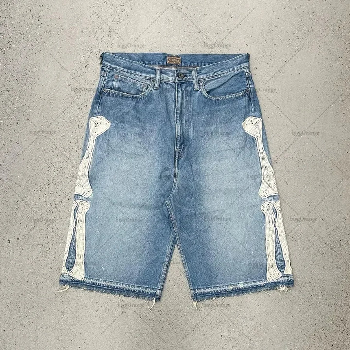 American Street Retro Denim Shorts with Oversized Jeans